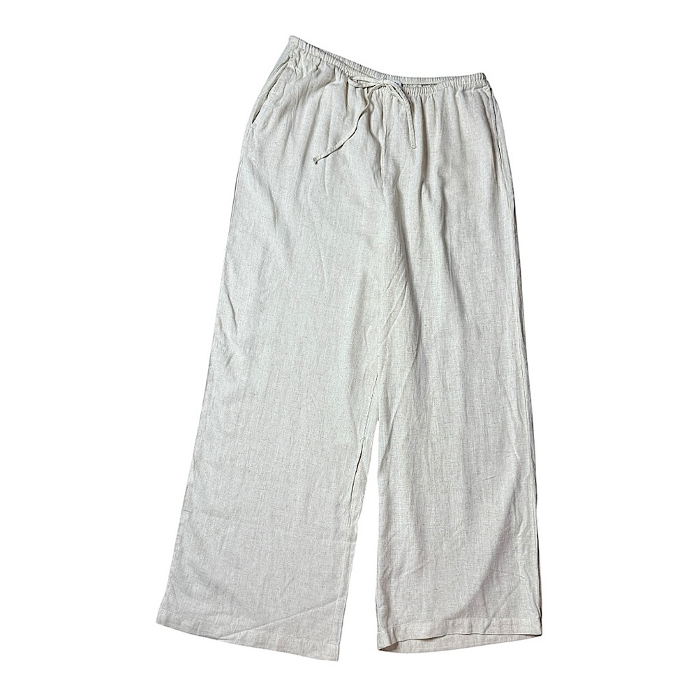 Song Of Style By Aimee Song Wide-Leg Linen Blend Drawstring Pants size XL NWOT